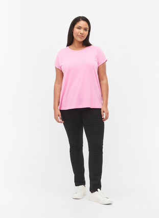 ZizziT-shirt met korte mouwen van katoenmix, Rosebloom, Model image number 2