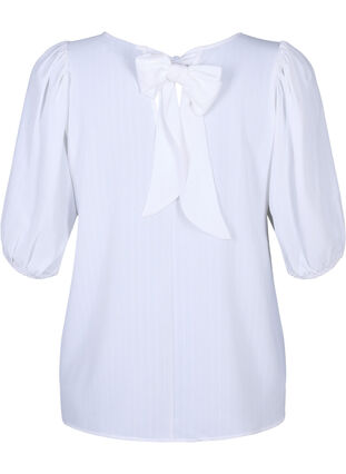 ZizziBlouse met korte mouwen en een strik op de rug, Bright White, Packshot image number 1