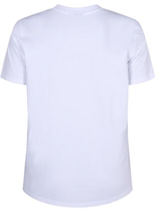 ZizziBasic katoenen T-shirt met ronde hals, Bright White, Packshot image number 1