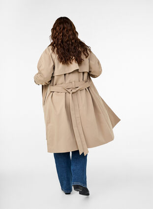 ZizziKlassieke lange trenchcoat met riem, Chinchilla, Model image number 1