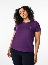 T-shirt d'entraînement avec coupe étroite et col rond, Purple Pennant, Model