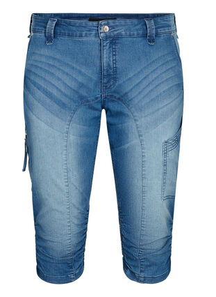 Zizzi Jean capri coupe slim avec poches, Light blue denim, Packshot image number 0