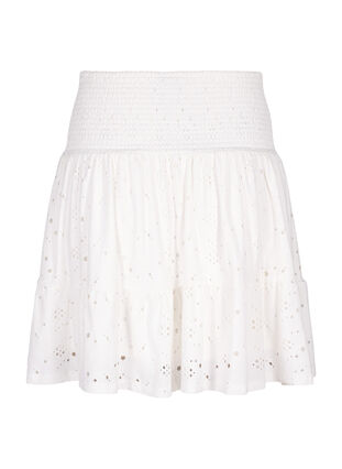 Zizzi Jupe smock avec motif à trous, Bright White, Packshot image number 1