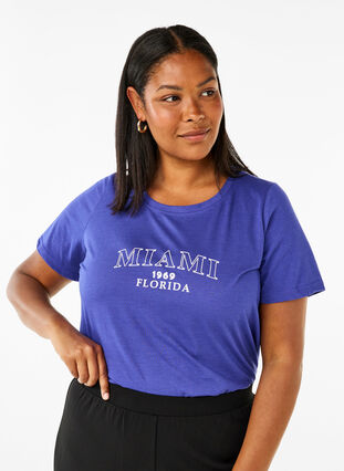 ZizziFLASH - T-shirt met motief, Royal Blue Miami, Model image number 0