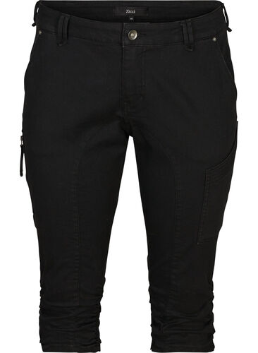 ZizziSlim fit capri jeans met zakken, Black, Packshot image number 0