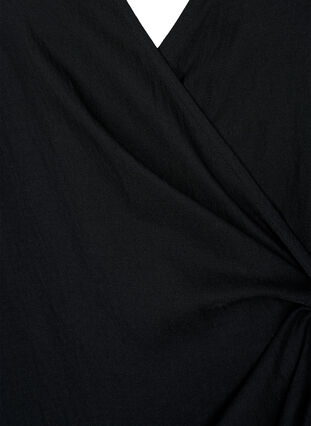 ZizziViscose jurk met lange mouwen en wikkel-look, Black, Packshot image number 2