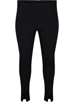 ZizziViscose leggings met splitten aan de voorkant, Black, Packshot image number 0