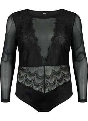 Zizzi Body avec dentelle et mesh, Black, Packshot image number 0