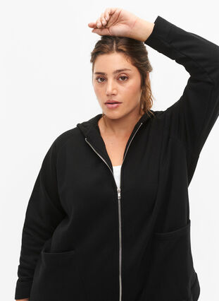 Zizzi Sweat-shirt à capuche, Black, Model image number 2