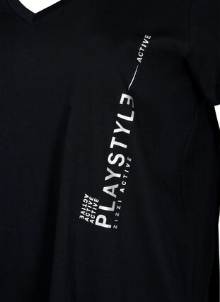 ZizziKatoenen sportshirt met print, Black w. Playstyle, Packshot image number 2
