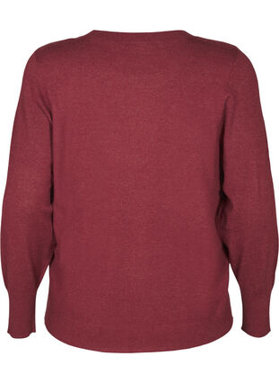 ZizziFLASH - Gebreide blouse met ronde hals, Merlot Mel., Packshot image number 1