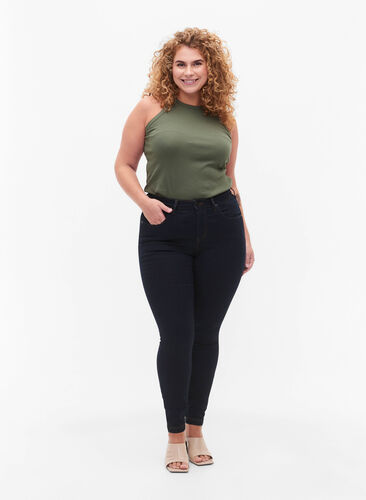 ZizziSuper slim Amy jeans met hoge taille, Tobacco Un, Model image number 0