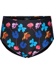 Bikinibroekje met print en hoge taille, Black Flower AOP, Packshot