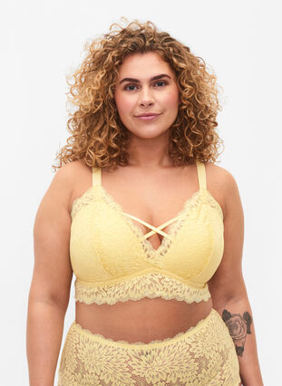 Zizzi Bralette avec détail de cordon et rembourrage doux, Pale Banana ASS, Model image number 0