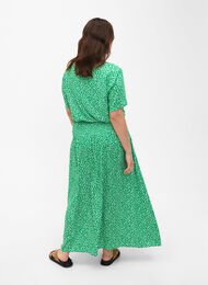 FLASH - Maxi rok in viscose met smokwerk, Bright Green Wh.AOP, Model