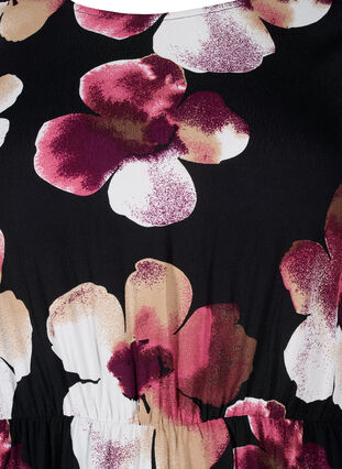 Zizzi Robe en viscose avec imprimé et manches longues, Black Pink FlowerAOP, Packshot image number 2