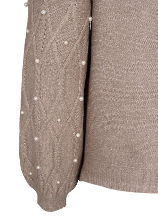 Zizzi Pull en tricot avec motif et perles, Desert Taupe Mel., Packshot image number 3