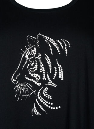 ZizziKatoenen T-shirt met motief, Black w. Lion, Packshot image number 2