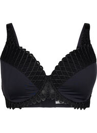 Soutien-gorge rembourré avec armature et détails en dentelle, Black, Packshot