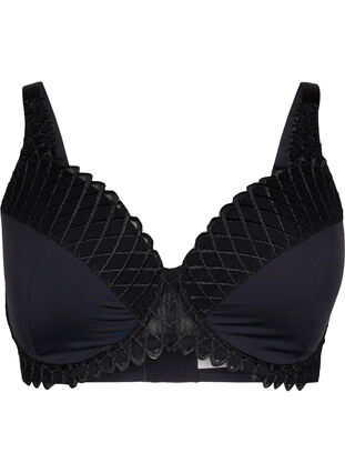 Zizzi Soutien-gorge rembourré avec armature et détails en dentelle, Black, Packshot image number 0