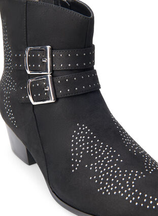 ZizziWide fit - Korte laars met studs en gespen, Black, Packshot image number 3