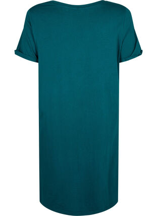 Zizzi Chemise de nuit à manches courtes en coton biologique , Deep Teal Sleep, Packshot image number 1