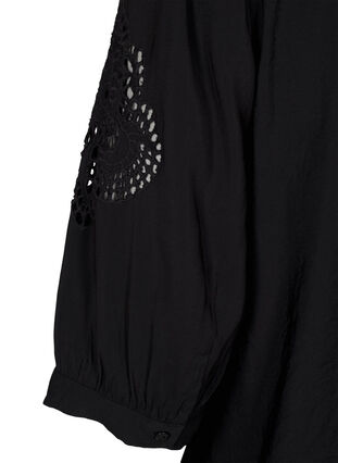 ZizziOverhemdblouse met ruches en broderie anglaise, Black, Packshot image number 3