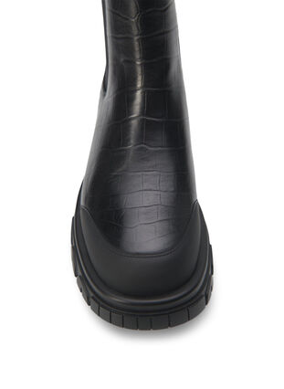 ZizziWide fit - Croco Chelsea laars van leer, Black, Packshot image number 3