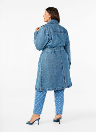 ZizziDenim trenchcoat met riem, Blue Denim, Model image number 2