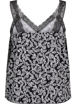 ZizziKanten topje van viscose, Black w. Wh.Leaf AOP, Packshot image number 1