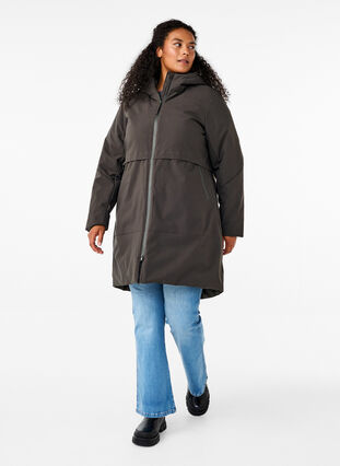 Zizzi Veste d'hiver avec taille ajustable, Raven, Model image number 2