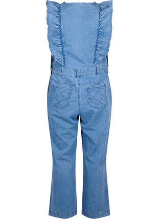 Zizzi Combinaison en denim avec volants, Light Blue Denim, Packshot image number 1