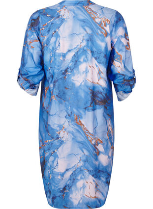 ZizziOverhemdjurk van viscose met marmerprint, Palace Blue AOP, Packshot image number 1