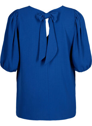 ZizziBlouse met korte mouwen en een strik op de rug, Estate Blue, Packshot image number 1