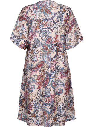 Zizzi Robe manches courtes en viscose avec imprimé paisley, Sand Do. Paisley AOP, Packshot image number 1