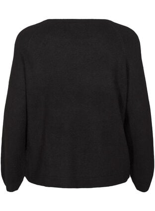 ZizziRuimvallende gebreide blouse met ronde hals, Black, Packshot image number 1