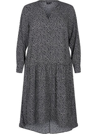 Zizzi Robes midi à manches longues, Black Small Flower, Packshot image number 0