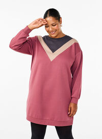 Lang sweatshirt met colourblock, Rose B. Color Block, Model