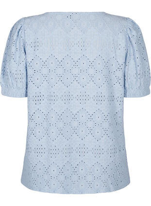 ZizziBlouse met korte mouwen en patroon met kant, Cashmere Blue, Packshot image number 1