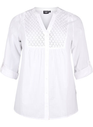 Zizzi FLASH – Chemise avec détails en crochet, Bright White, Packshot image number 0