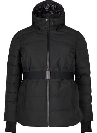 Zizzi Veste de ski avec capuche et ceinture, Black, Packshot image number 0