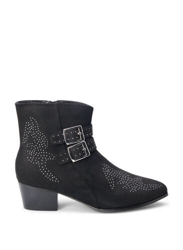 ZizziWide fit - Korte laars met studs en gespen, Black, Packshot image number 0