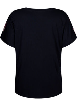 Zizzi T-shirt ample avec imprimé floral, Black Purple Fl. AOP, Packshot image number 1