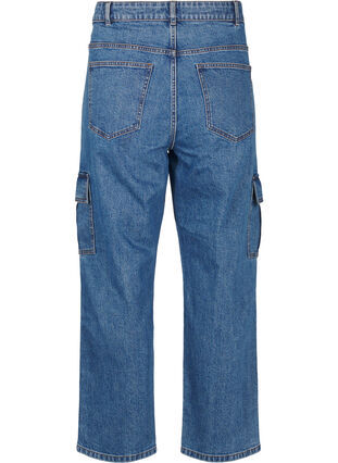 ZizziCargo jeans met hoge taille, Blue Denim, Packshot image number 1