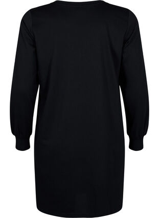 ZizziKorte sweat jurk met kanten detail, Black, Packshot image number 1