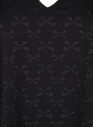 Zizzi Robe jacquard courte avec des nœuds, Black W. Bow, Packshot image number 2