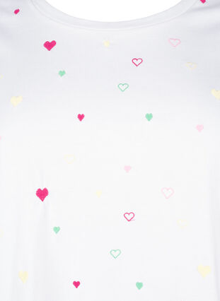 Zizzi T-shirt en coton biologique avec des cœurs, White Heart Emb., Packshot image number 2