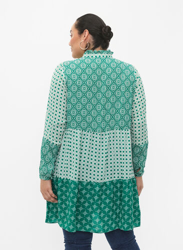 ZizziA-vorm jurk met patronen en uitsnijdingen, Green AOP, Model image number 1