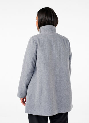 Zizzi Trench court avec coupe trapèze, Light Grey Melange, Model image number 1