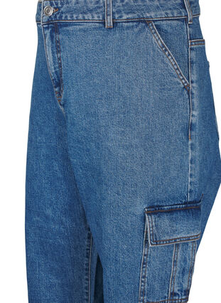 ZizziCargo jeans met hoge taille, Blue Denim, Packshot image number 2